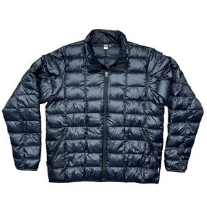 REI Co op Jacket Men Size Large Black Packable 650 Down Puffer Quilted Full Zip